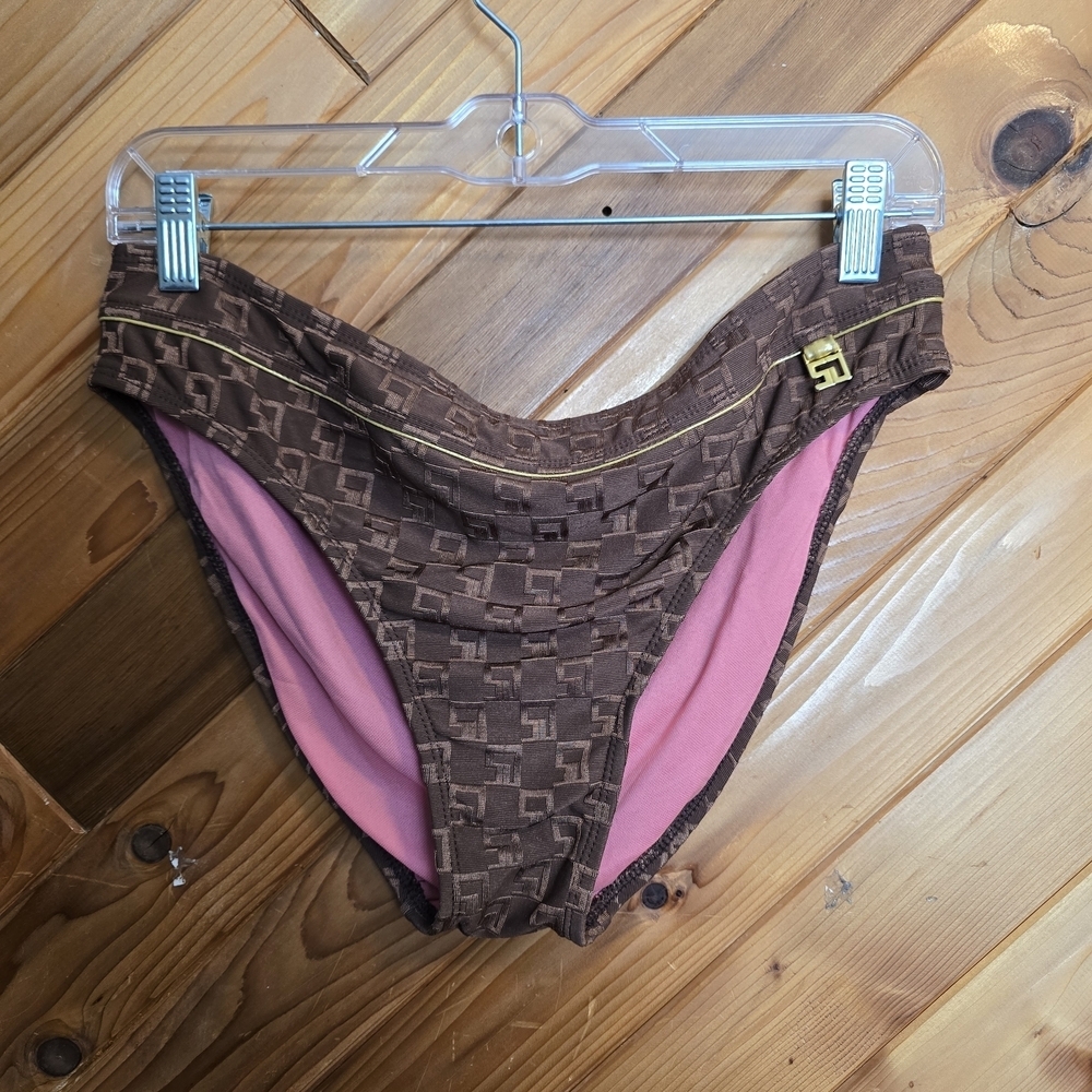 St. John Elegant Brown and Pink Bikini Bottoms Size 10